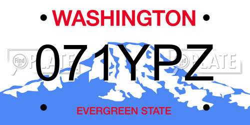 071YPZ Washington License Plate