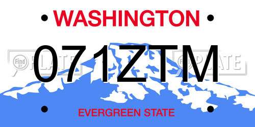 071ZTM Washington License Plate