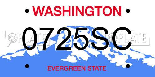 0725SC Washington License Plate