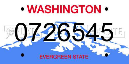0726545 Washington License Plate