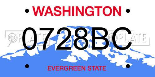 0728BC Washington License Plate