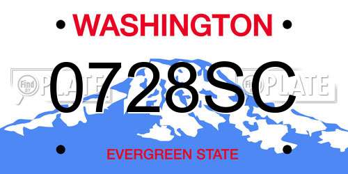 0728SC Washington License Plate