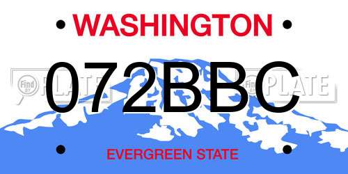 072BBC Washington License Plate