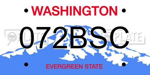 072BSC Washington License Plate
