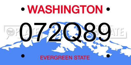 072Q89 Washington License Plate