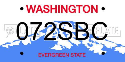 072SBC Washington License Plate