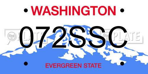 072SSC Washington License Plate