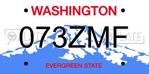 073ZMF Washington License Plate