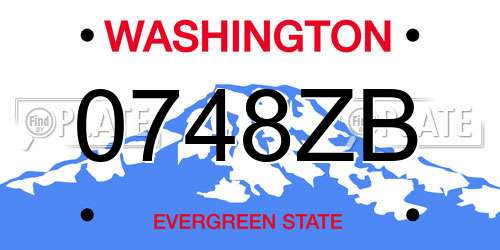0748ZB Washington License Plate