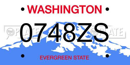 0748ZS Washington License Plate