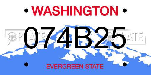 074B25 Washington License Plate