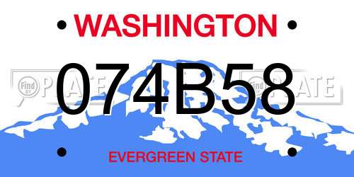 074B58 Washington License Plate