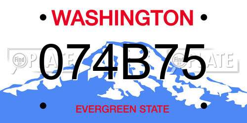 074B75 Washington License Plate