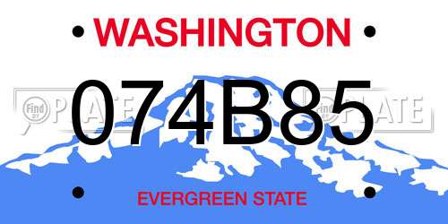 074B85 Washington License Plate