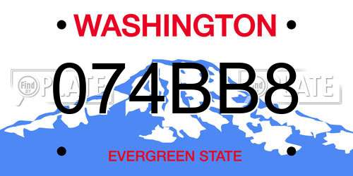 074BB8 Washington License Plate