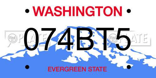 074BT5 Washington License Plate