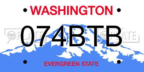 074BTB Washington License Plate