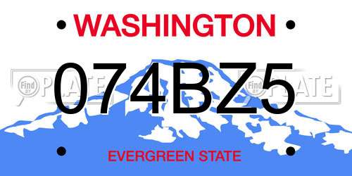 074BZ5 Washington License Plate