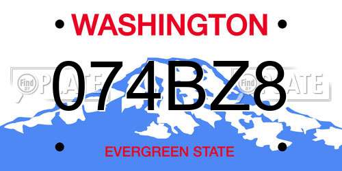 074BZ8 Washington License Plate