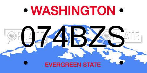 074BZS Washington License Plate