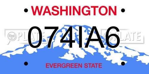 074IA6 Washington License Plate