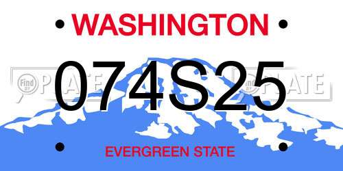 074S25 Washington License Plate