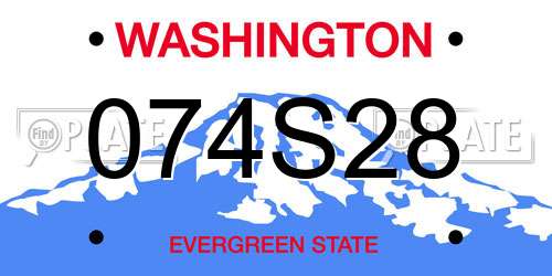 074S28 Washington License Plate