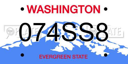 074SS8 Washington License Plate