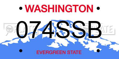 074SSB Washington License Plate