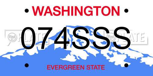 074SSS Washington License Plate