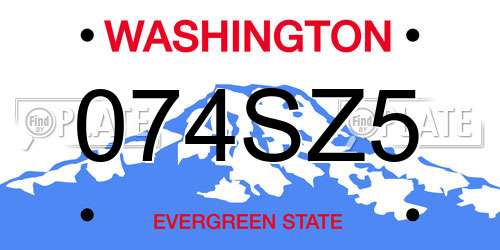 074SZ5 Washington License Plate