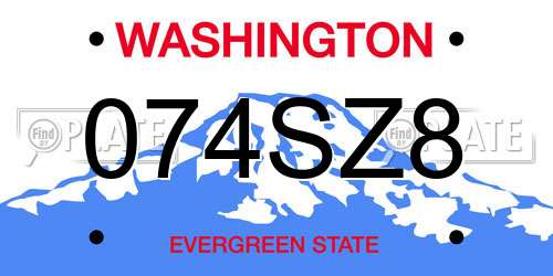 074SZ8 Washington License Plate