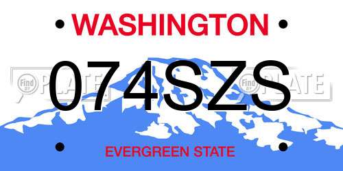 074SZS Washington License Plate
