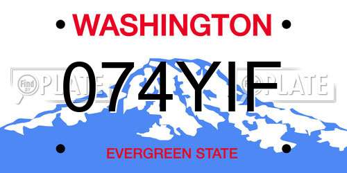 074YIF Washington License Plate