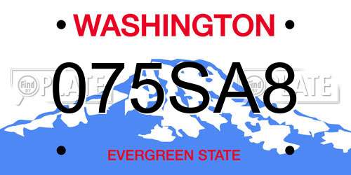 075SA8 Washington License Plate