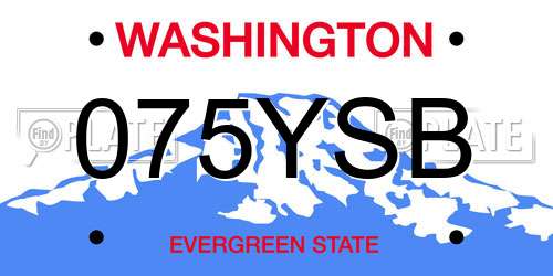 075YSB Washington License Plate