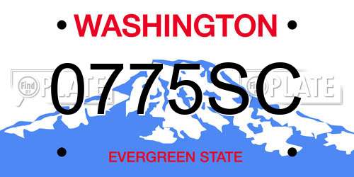 0775SC Washington License Plate