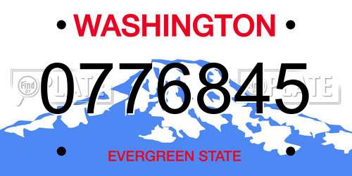 0776845 Washington License Plate