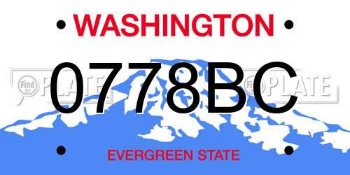 0778BC Washington License Plate