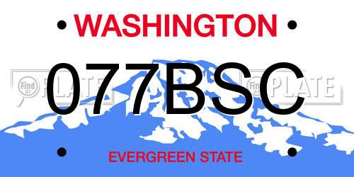 077BSC Washington License Plate