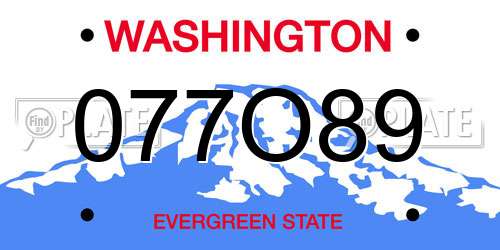 077O89 Washington License Plate