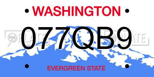 077QB9 Washington License Plate