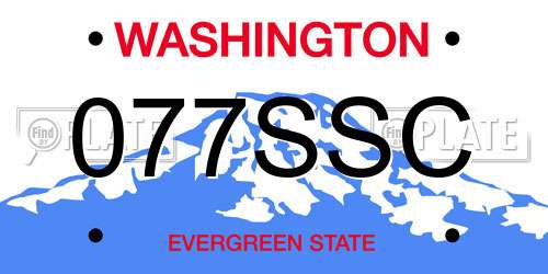 077SSC Washington License Plate