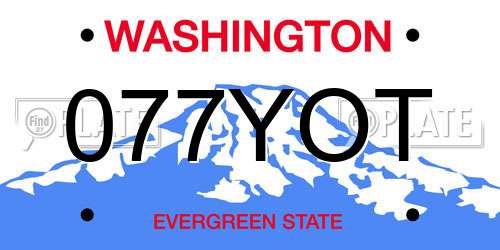 077YOT Washington License Plate