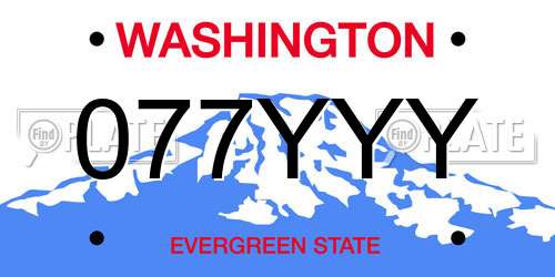 077YYY Washington License Plate