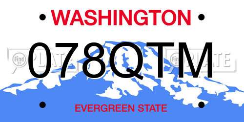 078QTM Washington License Plate