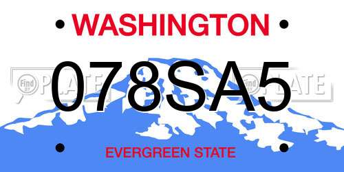 078SA5 Washington License Plate
