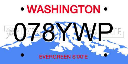 078YWP Washington License Plate