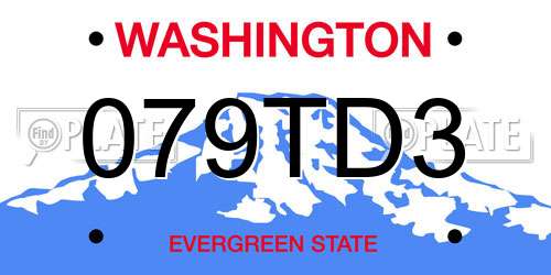 079TD3 Washington License Plate