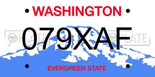 079XAF Washington License Plate